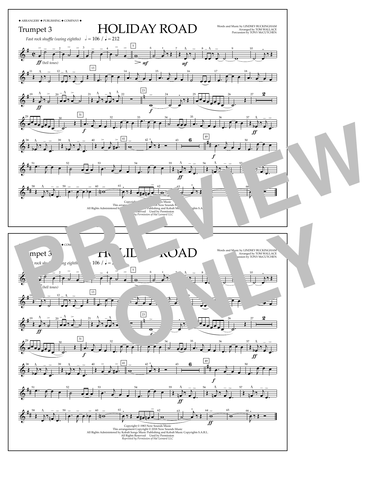 Product gallery: Page 1 of 1 Holiday Road (from National Lampoon's Vacation) (arr. Tom Wallace) - Trumpet 3, Lindsey Buckingham
