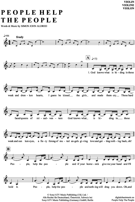 Product gallery: Page 1 of 4 People help the people , Birdy, (violin)