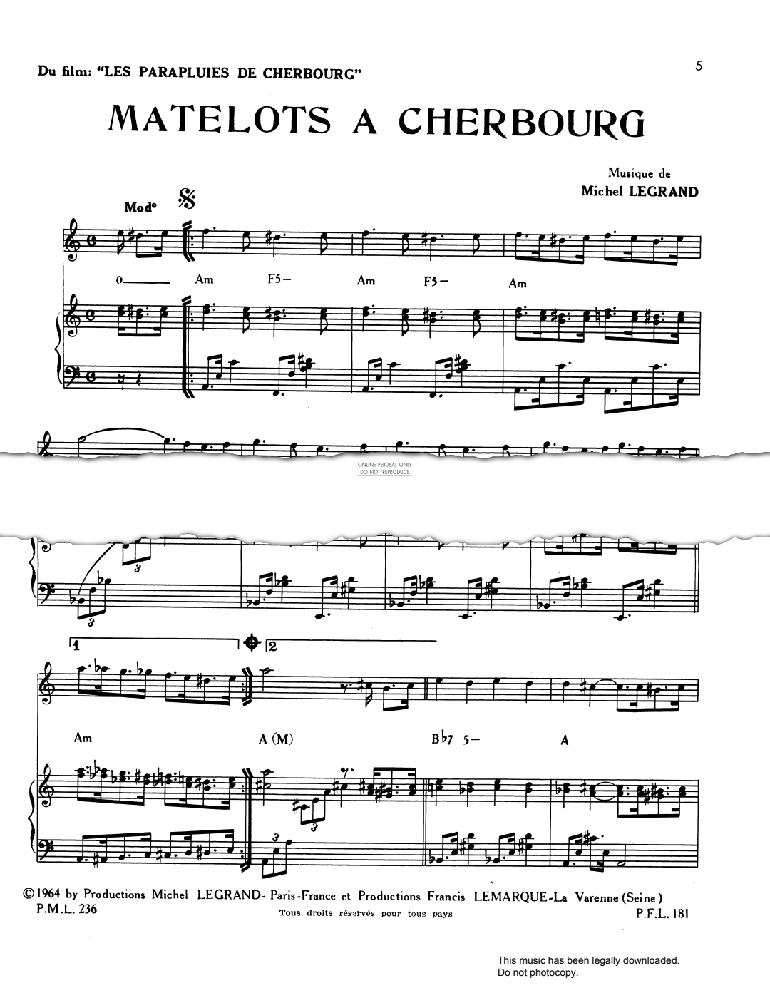 Product picture to: Matelots A Cherbourg (from 'Les Parapluies De Cherbourg')