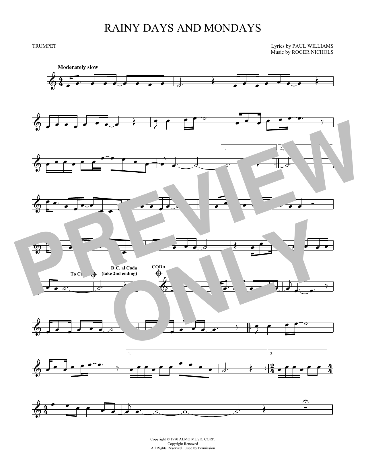 Produktgalerie: Seite 1 von 1 Rainy Days And Mondays, Carpenters, Trompete