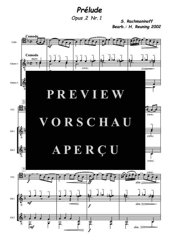 gallery: Prelude Opus 2 Nr.1, , Trio für 2 Gitarren und Violoncello