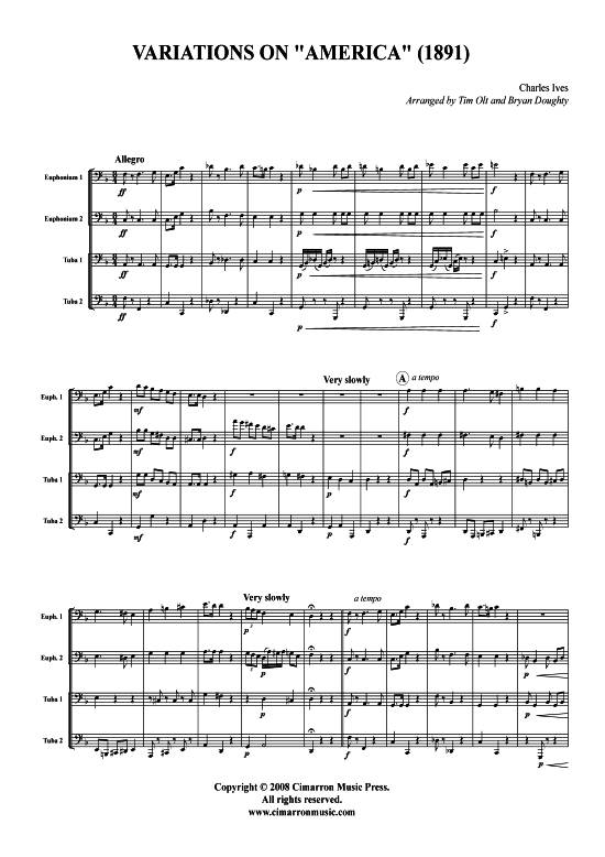 Product picture to: Variations on America (1891) Charles Ives