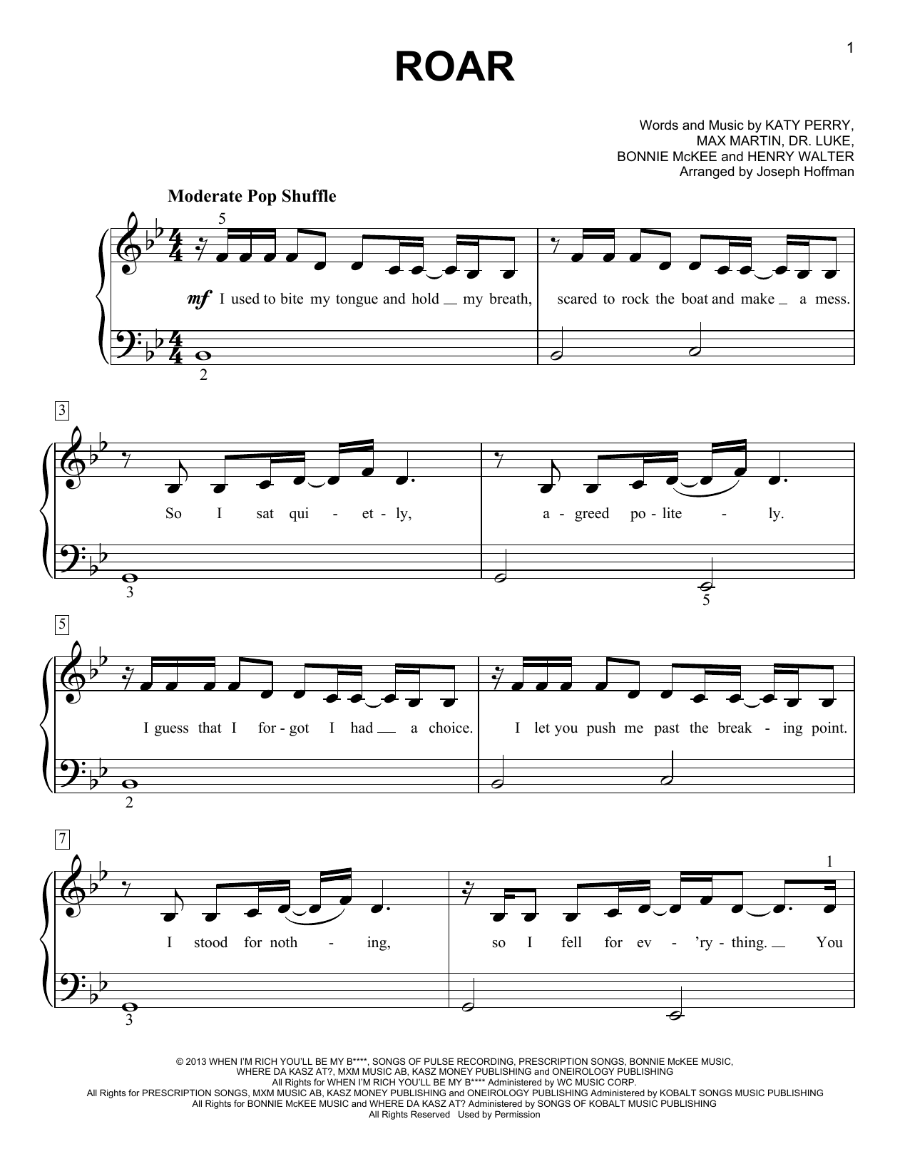 Produktgalerie: Seite 1 von 1 Roar (arr. Joseph Hoffman), Katy Perry, Klavier
