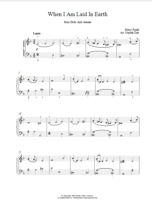 Product gallery: Page 1 of 1 When I Am Laid In Earth from Dido And Aeneas, Henry Purcell