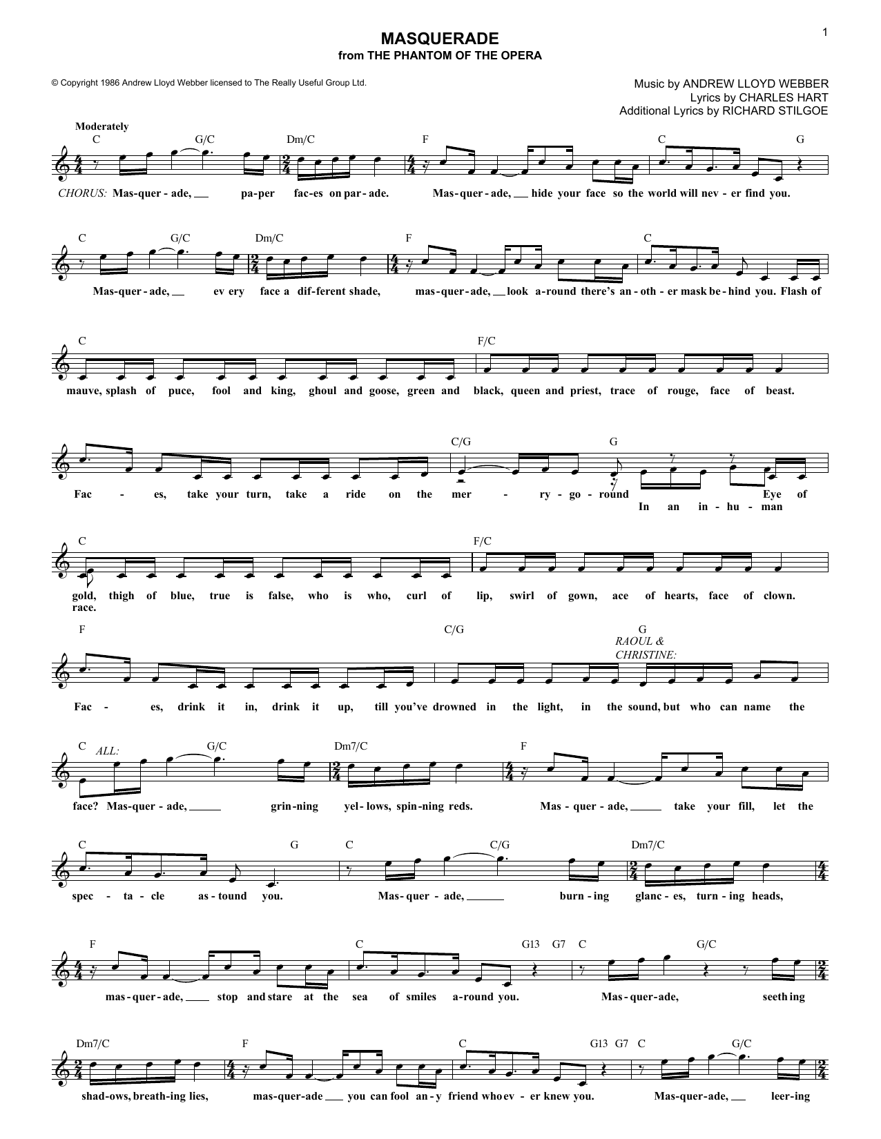Produktbild zu: Masquerade (from The Phantom Of The Opera)