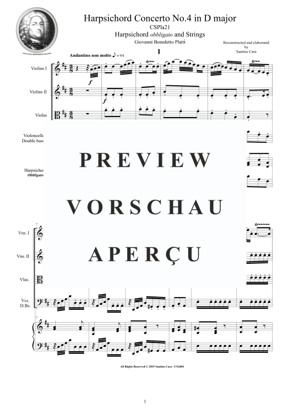 Produktgalerie: Seite 2 von 11 Cembalo Konzert Nr. 4 in D-Dur, , Cembalo und Streichorchester