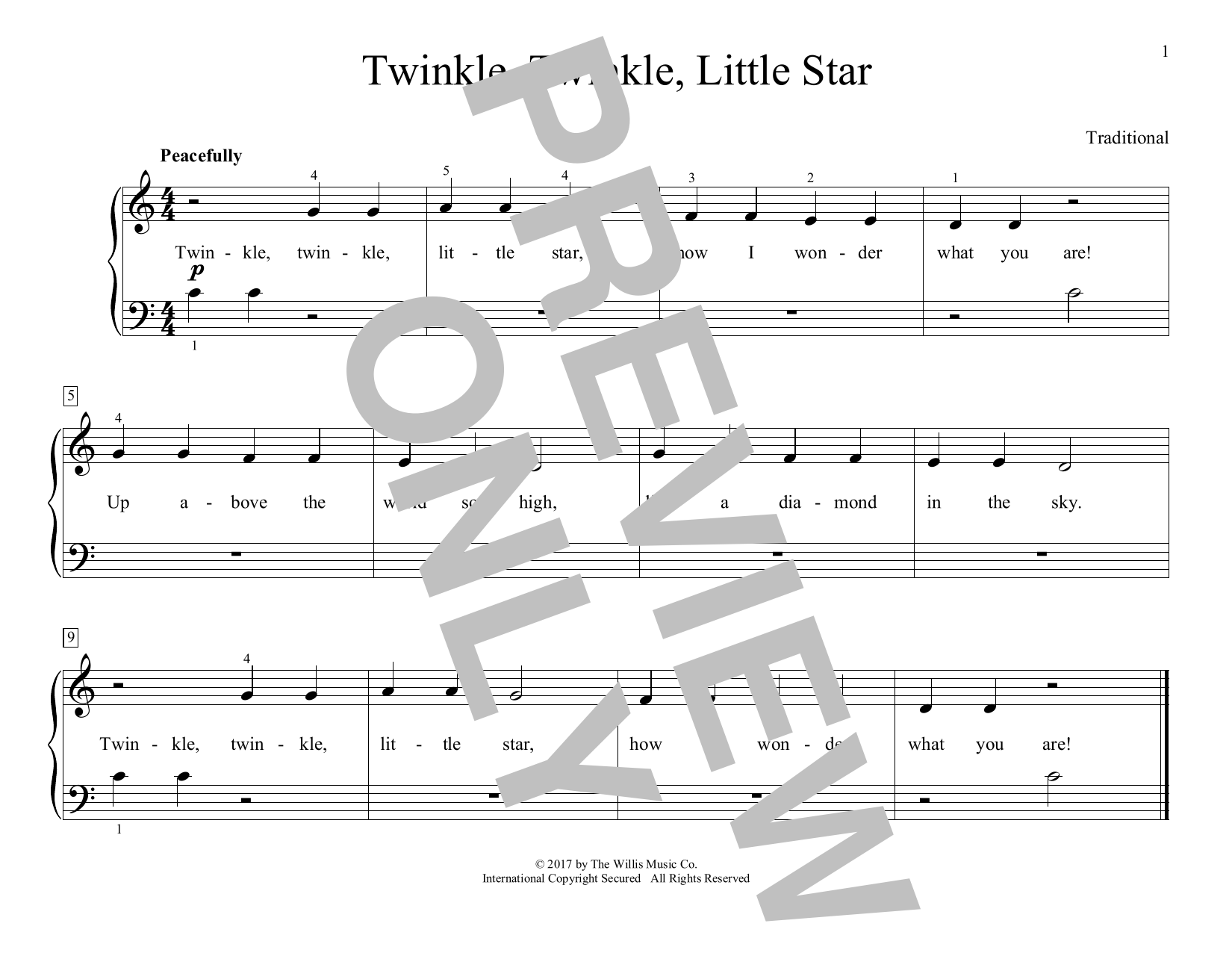 Produktgalerie: Seite 1 von 1 Twinkle, Twinkle, Little Star (arr. Christopher Hussey), Traditional, Klavier
