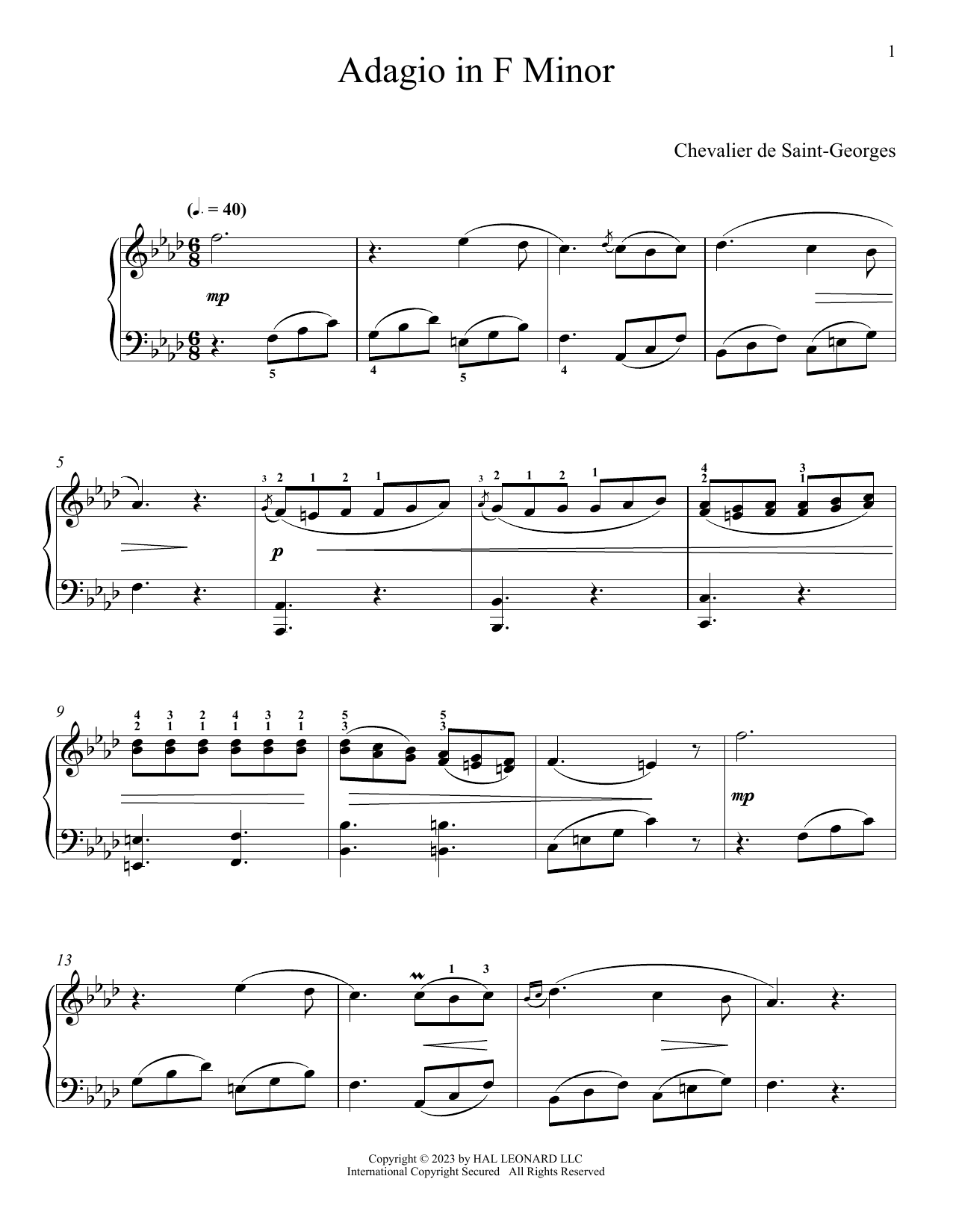 Product picture to: Adagio In F Minor