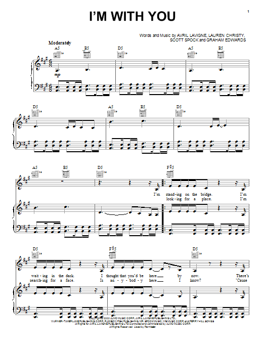 Produktgalerie: Seite 1 von 1 I'm With You, Avril Lavigne, Gesang, Gitarre, Klavier