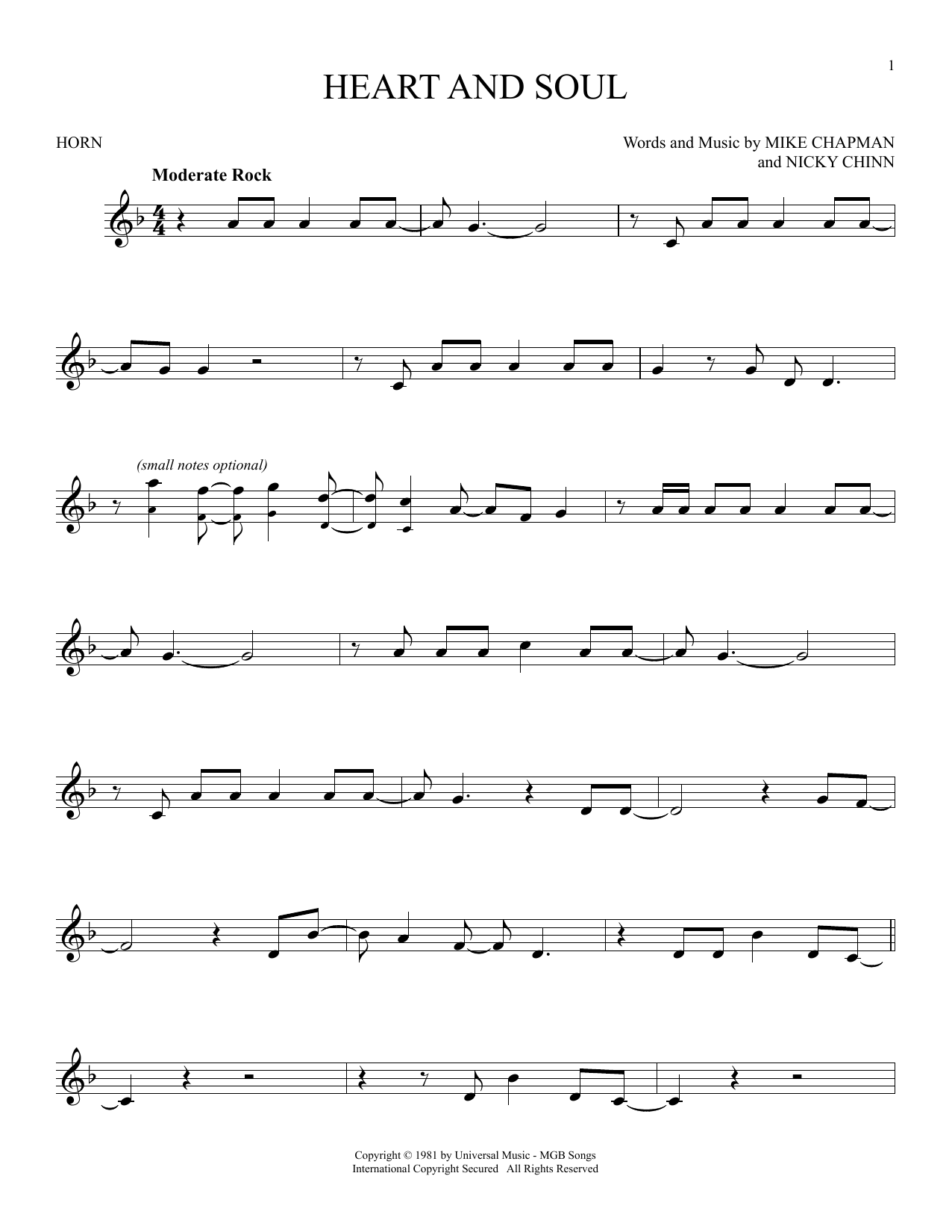 Produktgalerie: Seite 1 von 1 Heart And Soul, Huey Lewis, Horn