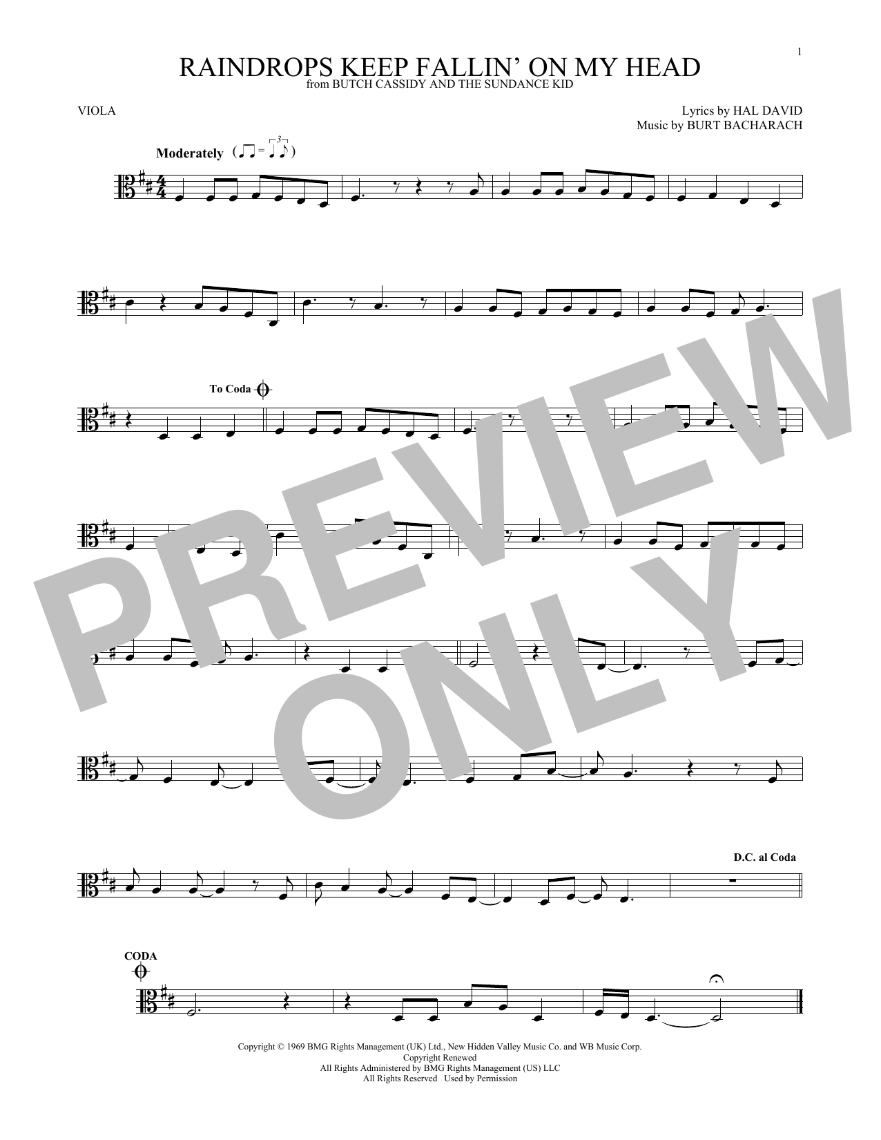 Product gallery: Page 1 of 1 Raindrops Keep Fallin' On My Head, Burt Bacharach
