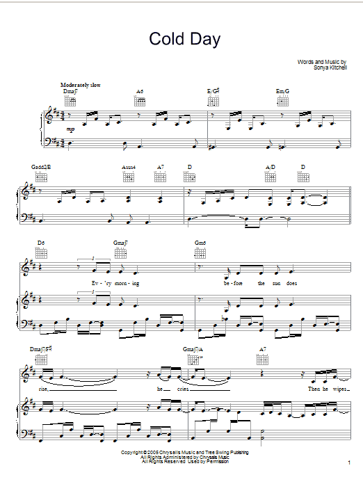 Produktgalerie: Seite 1 von 1 Cold Day, Sonya Kitchell, Gesang, Gitarre, Klavier