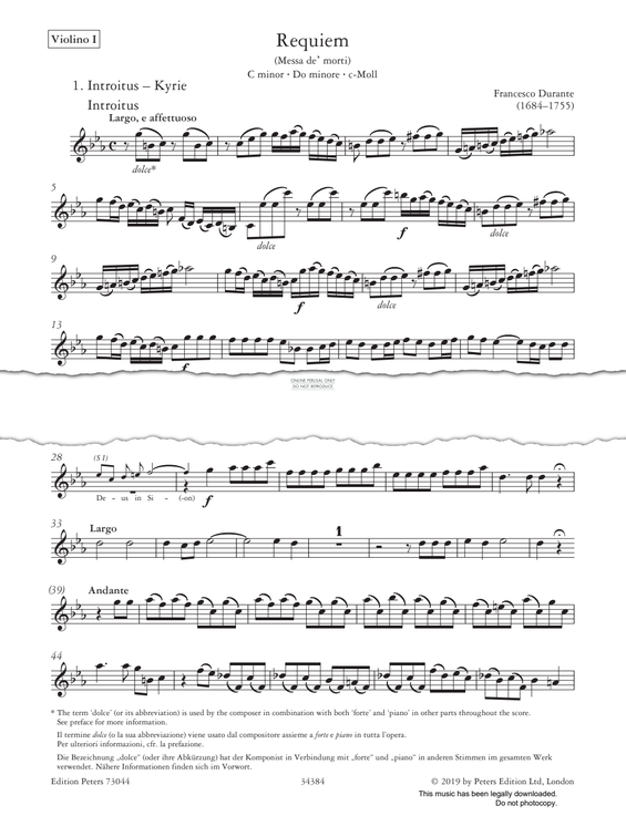 Produktgalerie: Seite 1 von 1 Requiem (Messa de' morti), Francesco Durante, Violine
