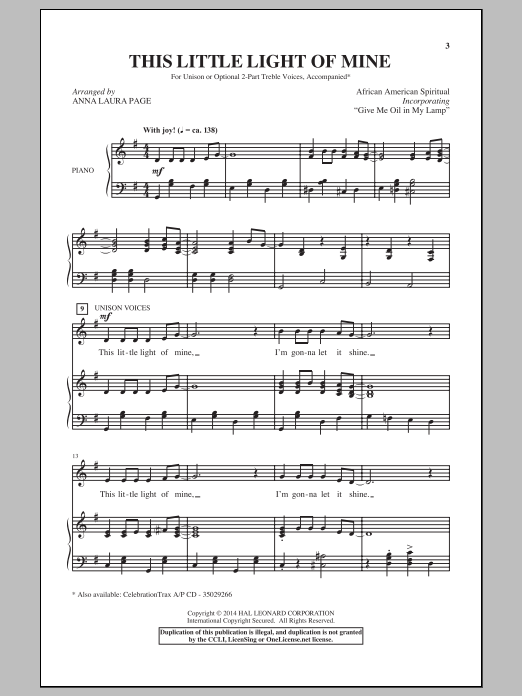 Produktbild zu: Give Me Oil In My Lamp (arr. Anna Laura Page)