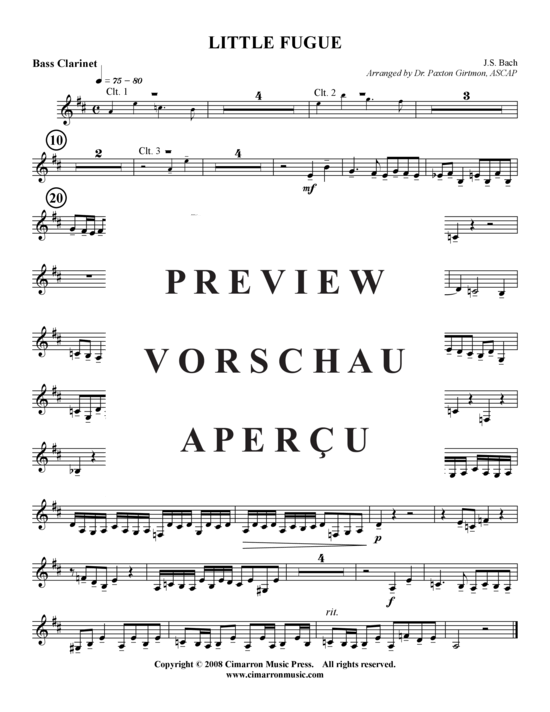 Product gallery: Page 6 of 11 Little Fugue , , (clarinet quartet)