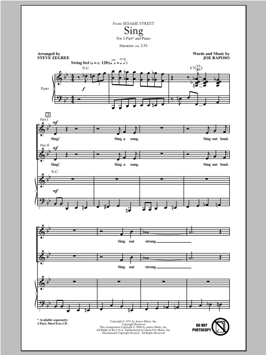 Produktbild zu: Sing (from Sesame Street) (arr. Steve Zegree)