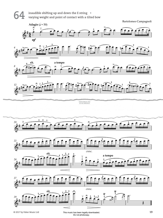 Produktgalerie: Seite 1 von 1 Study No.64 Adagio (from '80 Graded Studies For Violin Book Two'), Bartolomeo Campagnoli, Violine