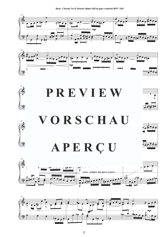 Product gallery: Page 3 of 4 Choral No.15 in D-Moll (Durch Adams Fall ist ganz verderbt) BWV 1101, , Solo Piano