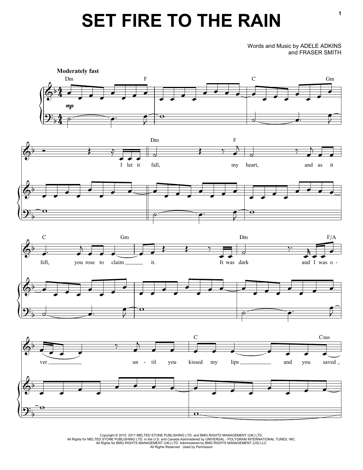 Produktgalerie: Seite 1 von 1 Set Fire To The Rain, Adele, Gesang, Klavier