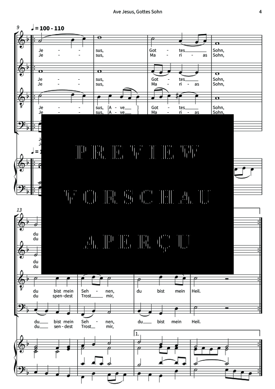 gallery: Ave Jesus, Gottes Sohn, , (mixed choir, soli and strings - piano score)
