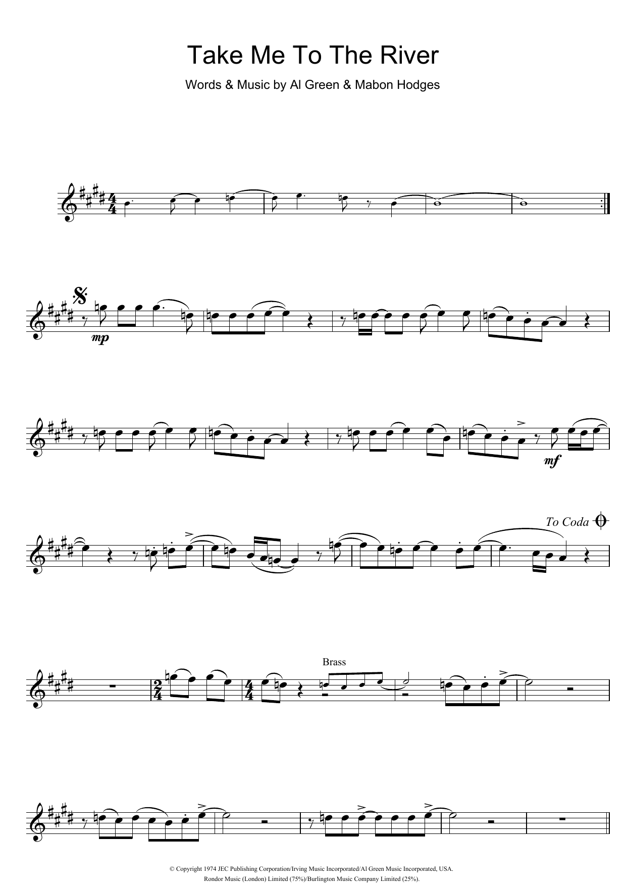 Produktgalerie: Seite 1 von 1 Take Me To The River, Al Green, Trompete