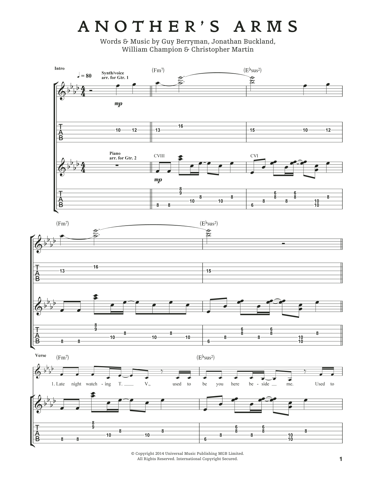 Produktgalerie: Seite 1 von 1 Another's Arms, Coldplay, Gitarre