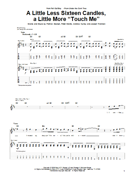 Produktgalerie: Seite 1 von 1 A Little Less Sixteen Candles, A Little More "Touch Me", Fall Out Boy, Gitarre