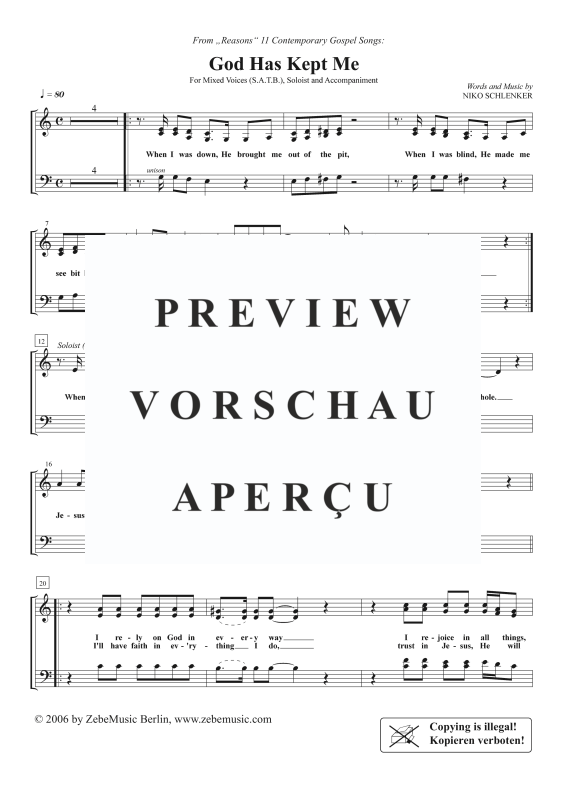 gallery: God Has Kept Me, , Gemischter Chor und Klavier