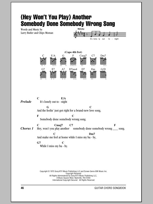 Produktbild zu: (Hey, Won't You Play) Another Somebody Done Somebody Wrong Song