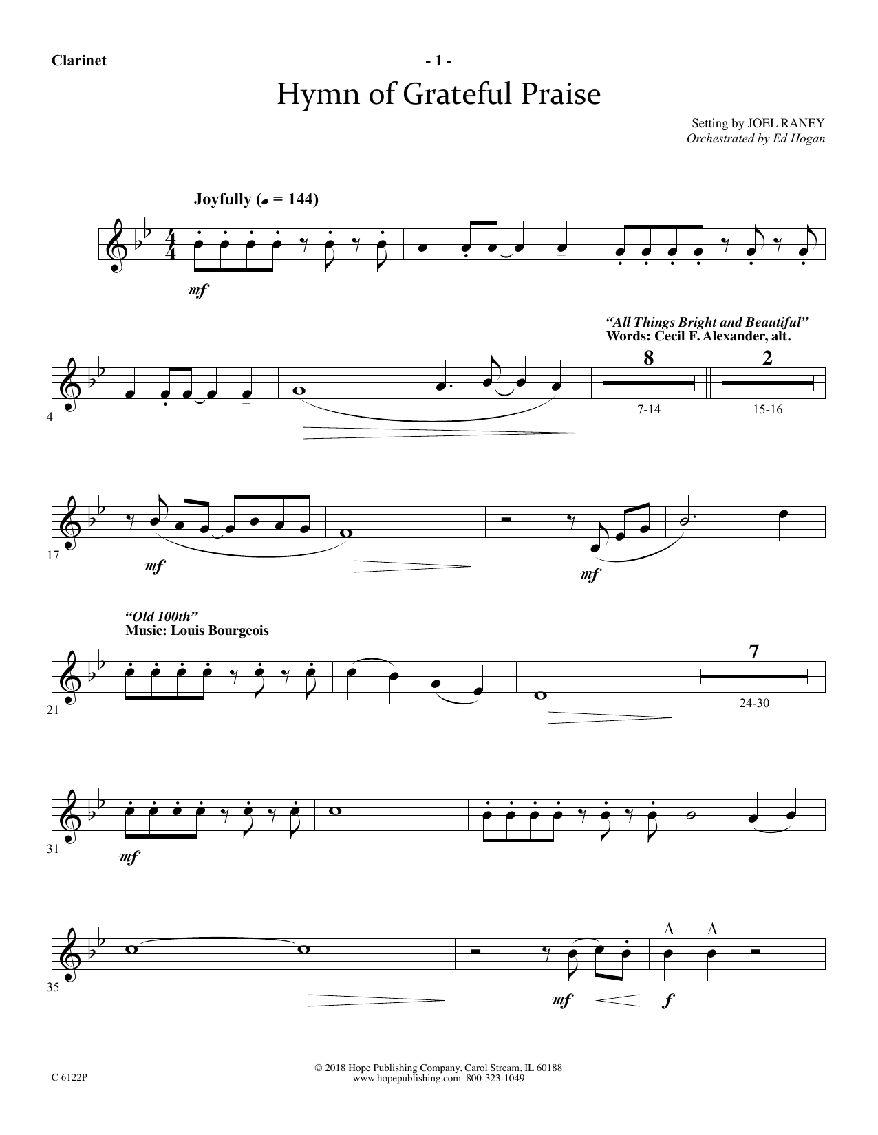 Product picture to: Hymn Of Grateful Praise - Clarinet