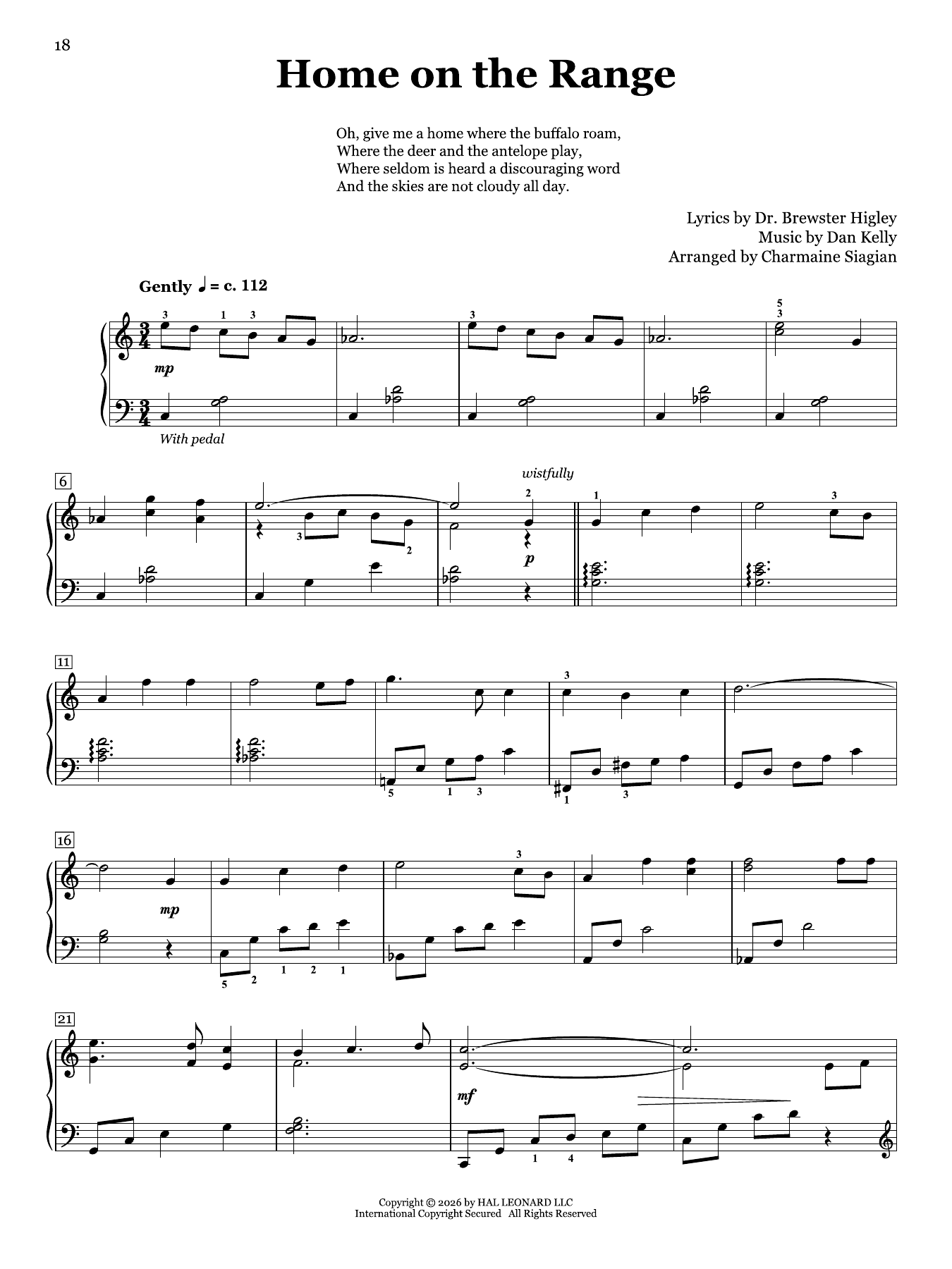 Product picture to: Home On The Range (arr. Charmaine Siagian)