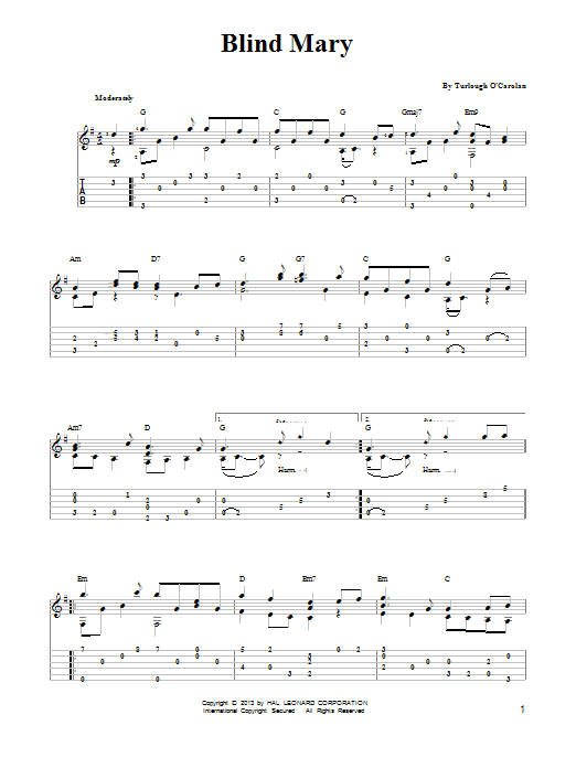 Product gallery: Page 1 of 1 Blind Mary (arr. Mark Phillips), Turlough O'Carolan