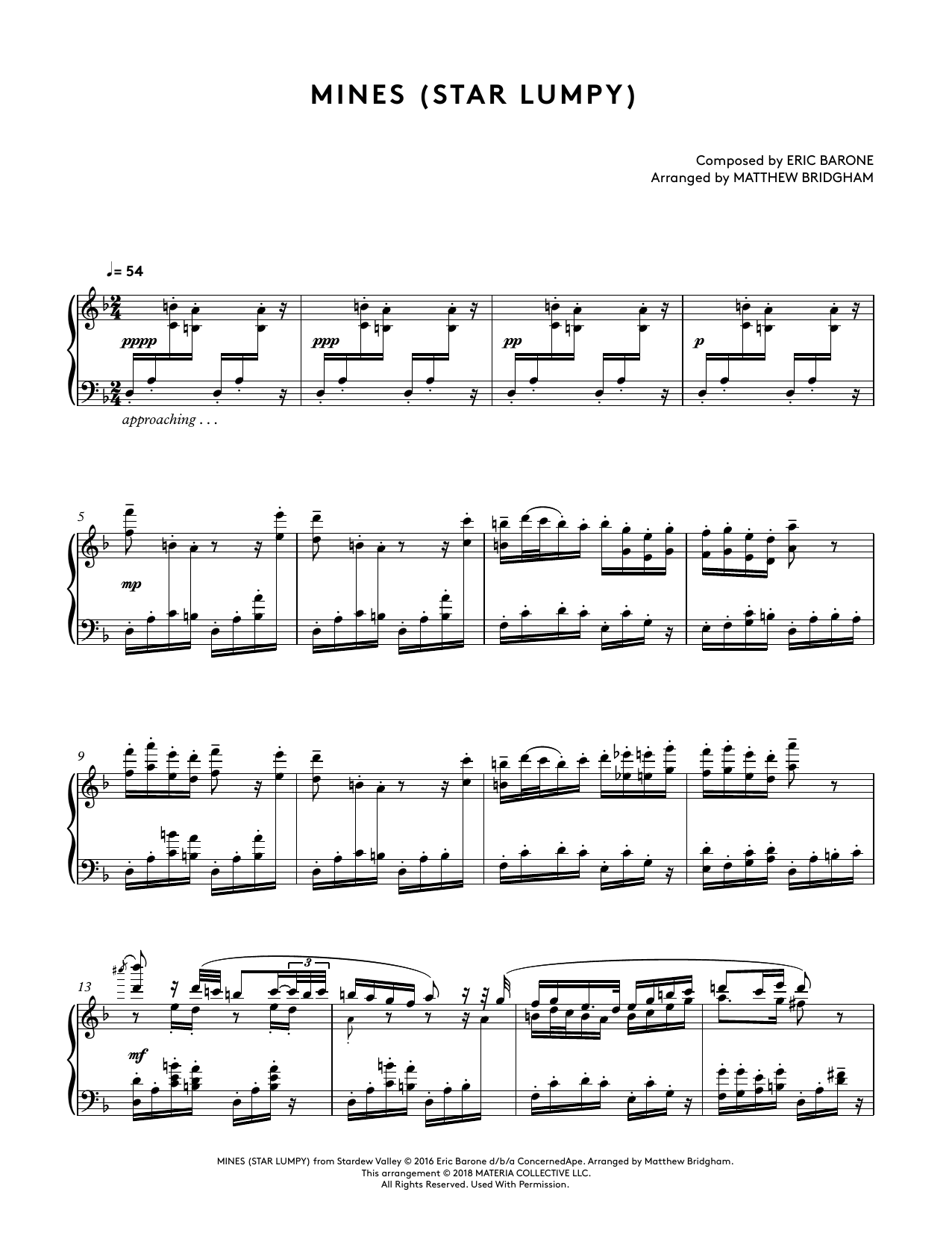 Produktbild zu: Mines (Star Lumpy) (from Stardew Valley Piano Collections) (arr. Matthew Bridgham)