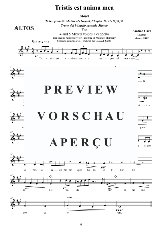 Produktgalerie: Seite 9 von 11 Tristis est anima mea - Geistliche Motette, , Gemischter Chor 5-stimmig SSATB a capella