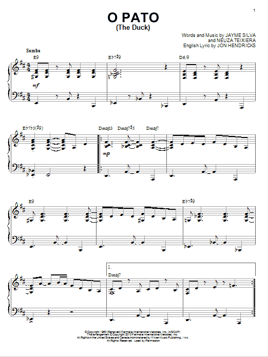 Product gallery: Page 1 of 1 O Pato (The Duck) [Jazz version] (arr. Brent Edstrom), Karrin Allyson