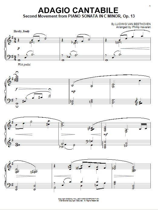 Product gallery: Page 1 of 1 Adagio Cantabile (arr. Phillip Keveren), Ludwig Van Beethoven