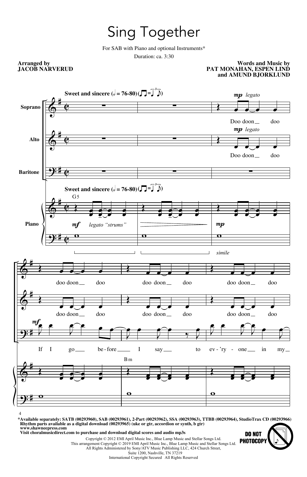 Product picture to: Sing Together (arr. Jacob Narverud)