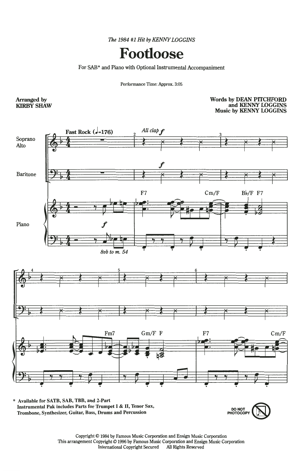 Product picture to: Footloose (arr. Kirby Shaw)