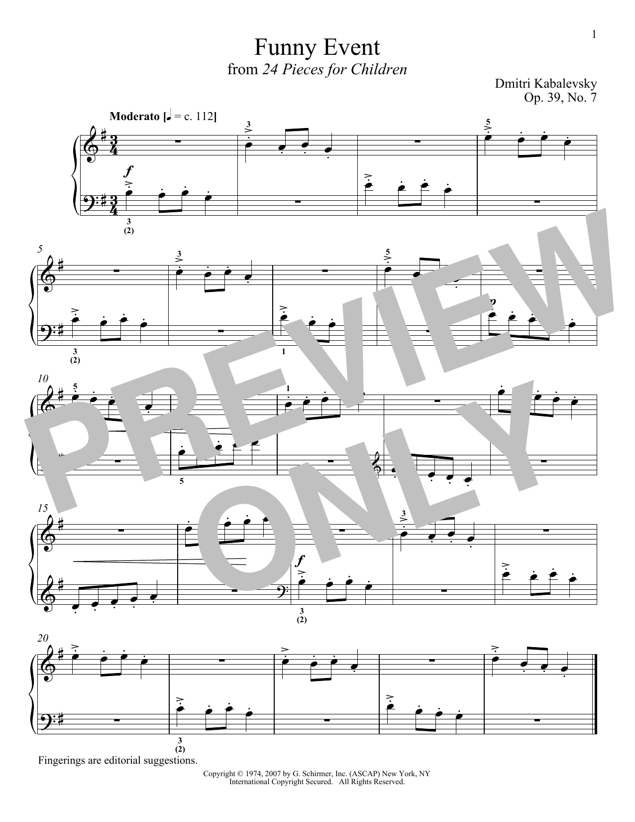 Product gallery: Page 1 of 1 Funny Event, Op. 39, No. 7, Dmitri Kabalevsky