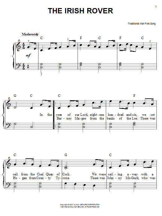 Produktgalerie: Seite 1 von 1 The Irish Rover, Irish Folksong, Klavier