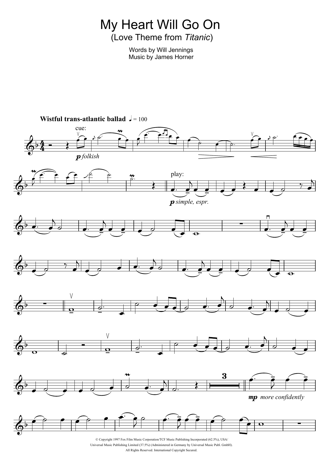 Product gallery: Page 1 of 1 My Heart Will Go On (Love Theme from Titanic), Celine Dion