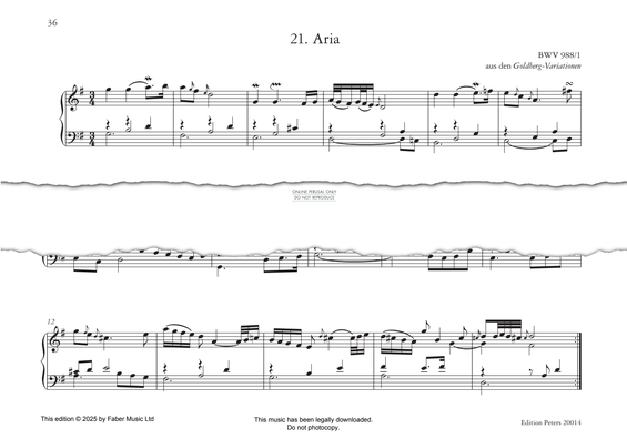 Produktgalerie: Seite 1 von 1 Aria aus / from Goldberg-Variationen, BWV 988, Johann Sebastian Bach, Klavier