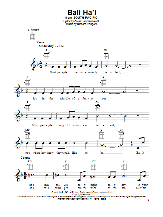 Product gallery: Page 1 of 1 Bali Ha'i, Rodgers & Hammerstein