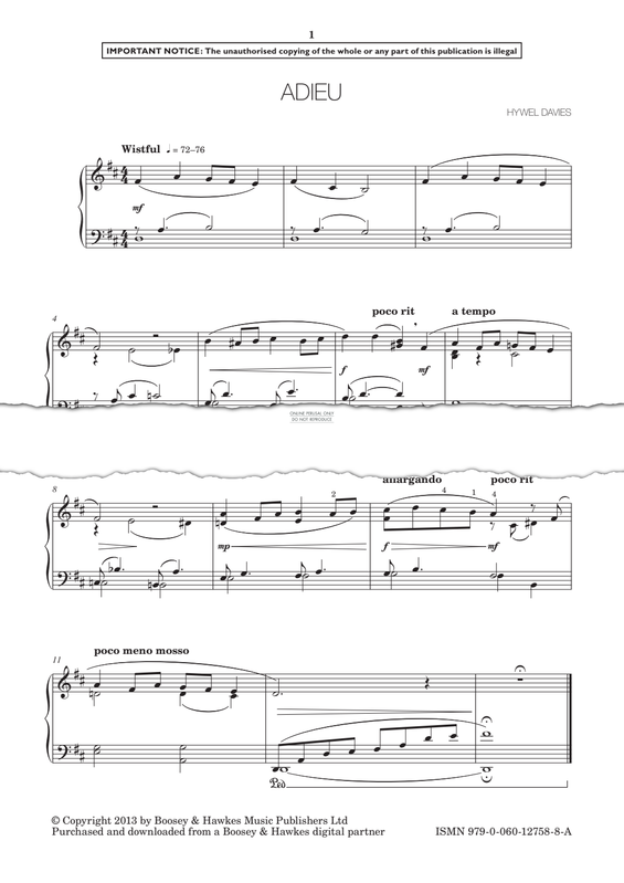 Produktgalerie: Seite 1 von 1 Adieu, Hywel Davies, Klavier