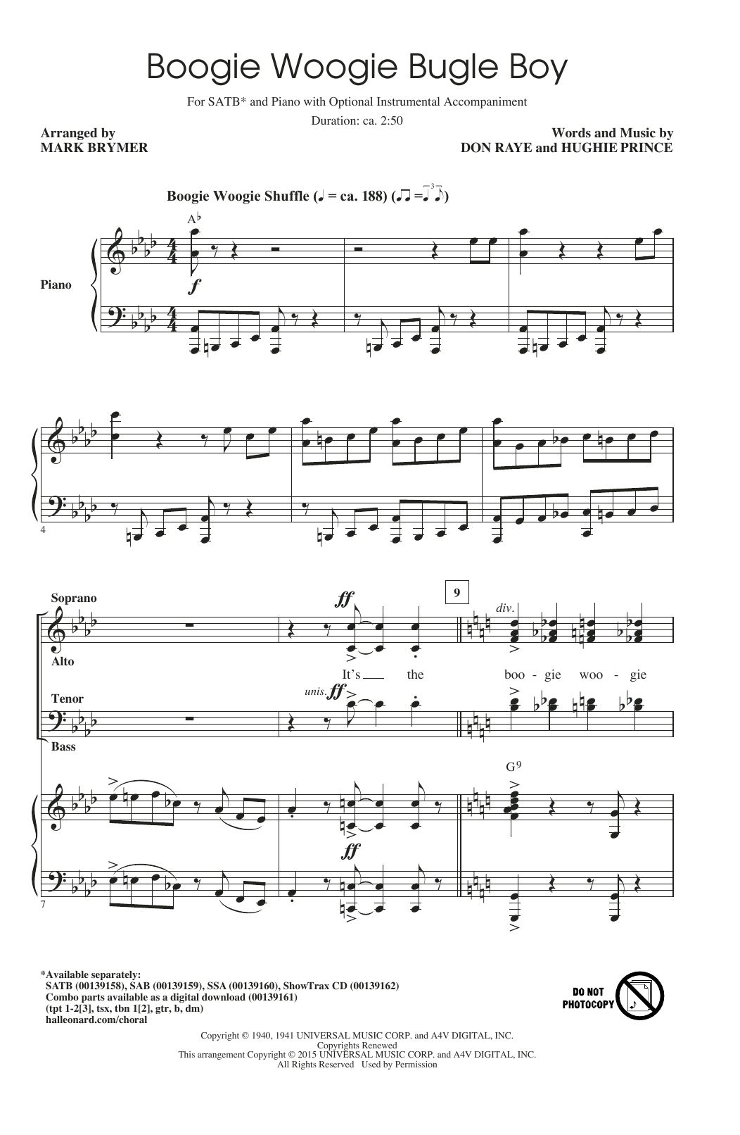 Product picture to: Boogie Woogie Bugle Boy (arr. Mark Brymer)