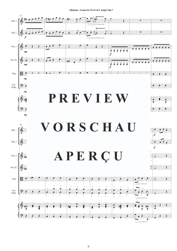 Product gallery: Page 7 of 11 Concerto No.11 in C-Dur Op.7, , 2 Solo Oboes, String Ensemble, and Harpsichord (Bc)