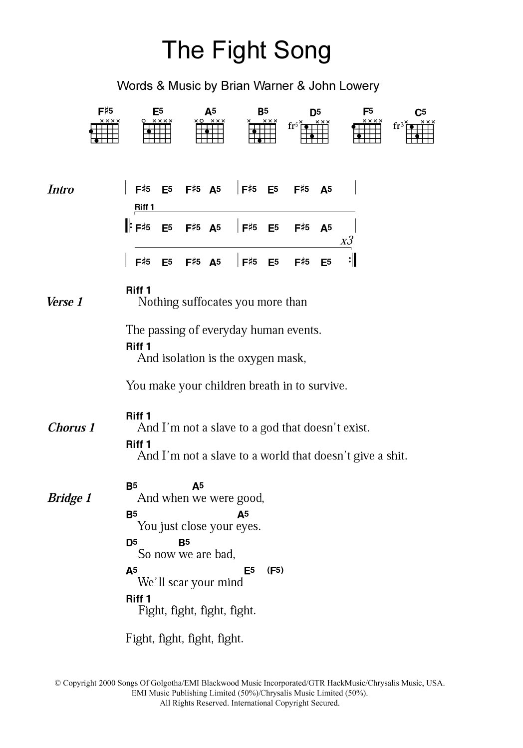 Produktgalerie: Seite 1 von 1 The Fight Song, Marilyn Manson, Gitarre