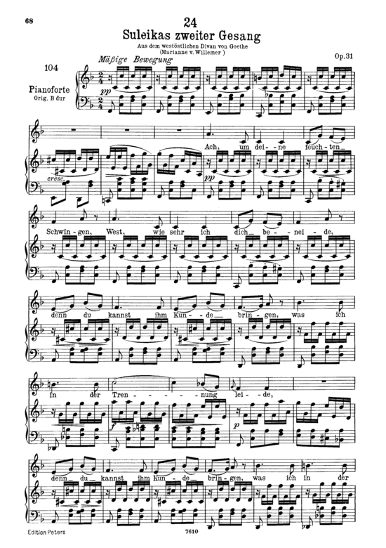 Product picture to: Suleika II, D.717 Um deine feuchten SchwingenFranz Schubert