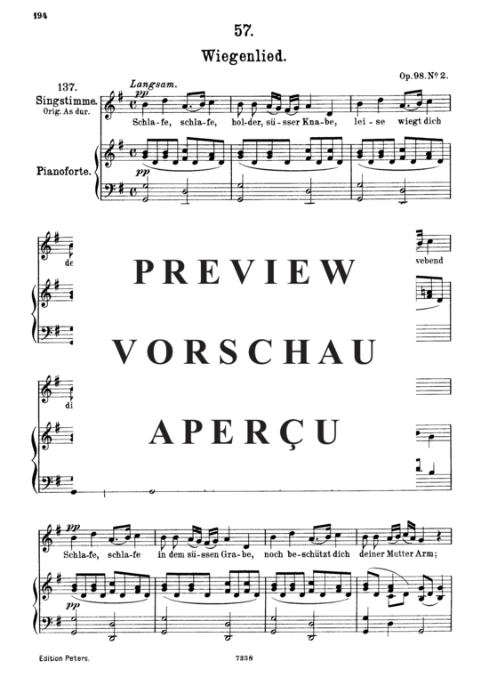 gallery: Wiegenlied (Lullaby) , ,  D.498 Schlafe, schlafe, holder süsser Knabe (Gesang mittel + Klavier)