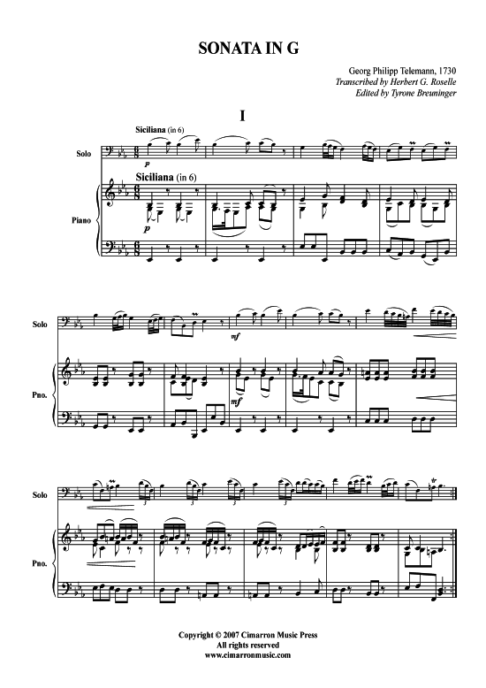 Sonata in G  - 4 Sätze 